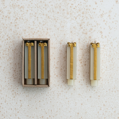 Present Shaped Taper Candles - SET OF 2
