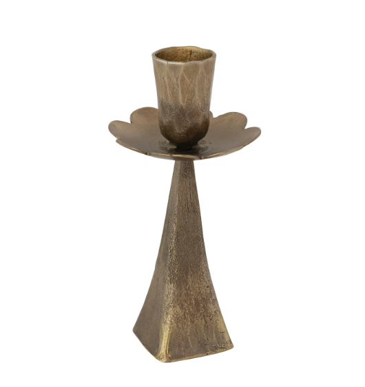 Brass Hand-Forged Flower Taper Holder