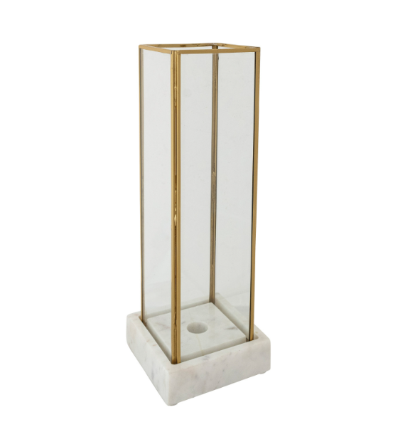 Brass/Glass Taper Holder w/ Marble Base