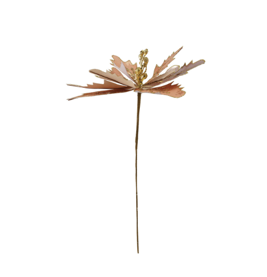 Gold + Blush Glitter Flower Pick