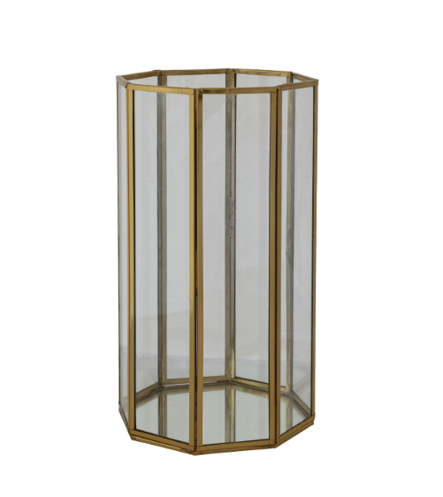 Glass/Brass Octagon Shaped Candle Holder