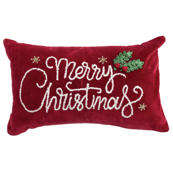 Embroidered Velvet Christmas Lumbar