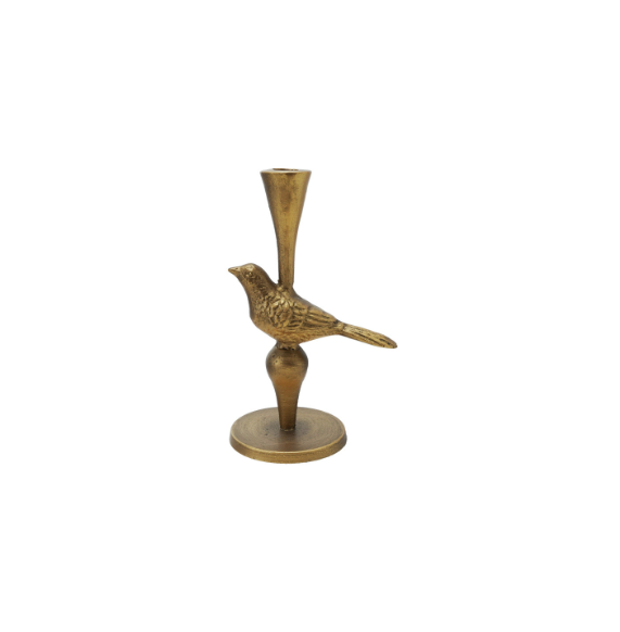 9" Cast Iron Gold Bird Taper Holder