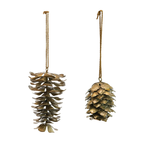 Distressed Gold Pinecone Ornament - 2 Styles