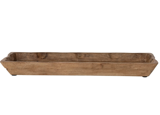 Hand-Carved Mango Wood Tray, Natural