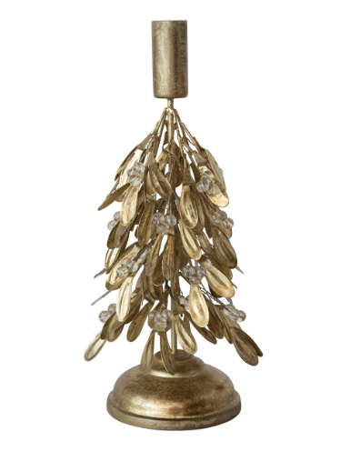 Metal Mistletoe Taper Holder