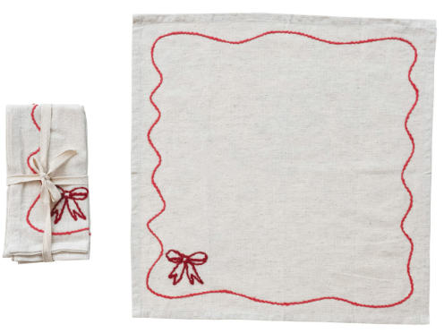 Cotton & Linen Napkins w/ Scalloped Border