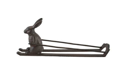 Cast Iron Rabbit on Skis Bottle Holder