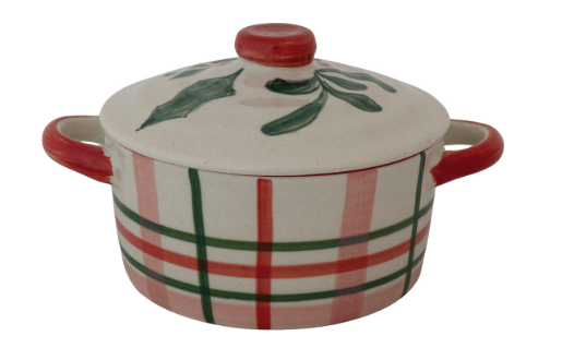 Hand-Painted Stoneware Baker with Lid