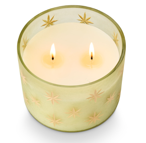 Balsam & Cedar Frosted Star Glass Candle