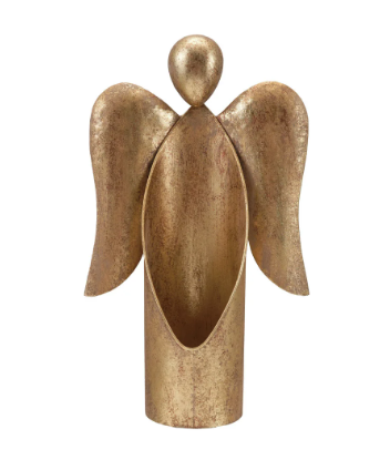 Gold Finish Metal Angel Container - S
