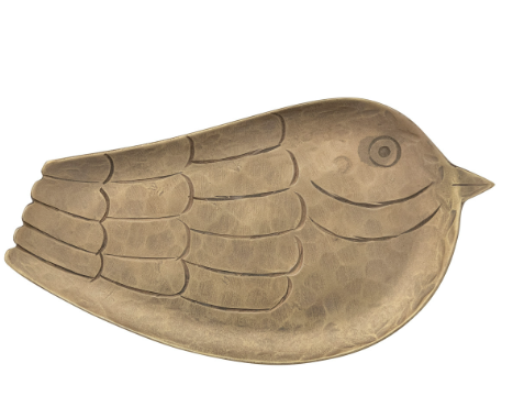 Antique Gold Finish Metal Bird Shaped Tray