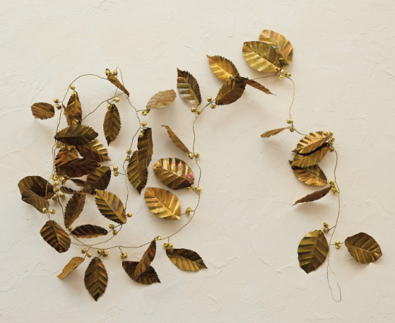 Metal Leaf Garland with Jingle Bells