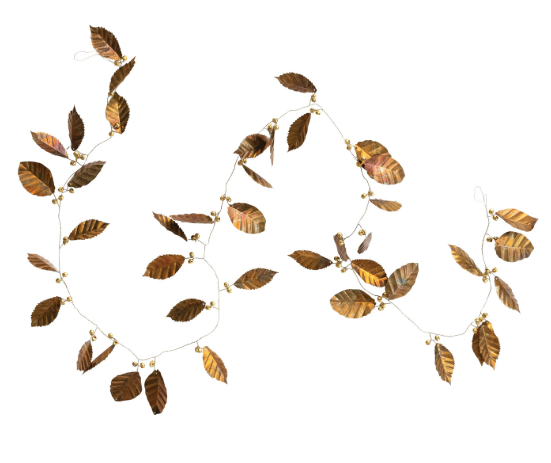 Metal Leaf Garland with Jingle Bells