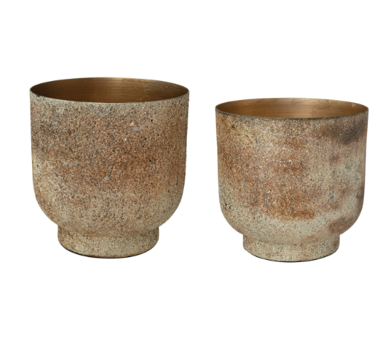 Tarnished Silver Finish Metal Planters - S