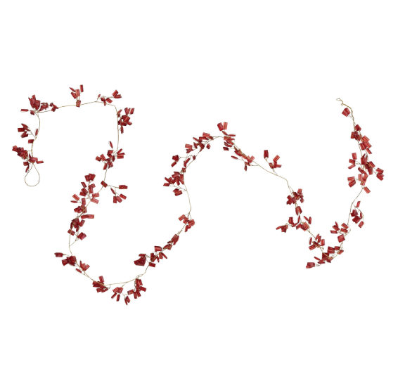 Red Handmade Brass & Glass Bead Garland
