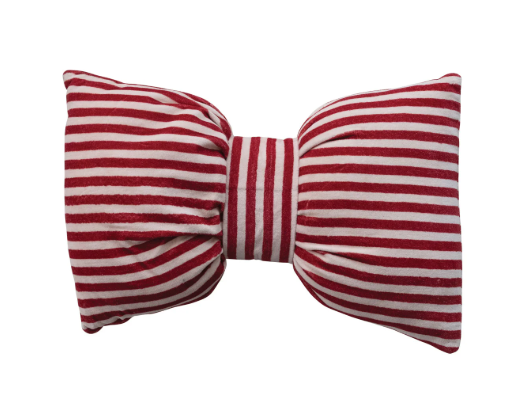 Velvet Bow Striped Pillow