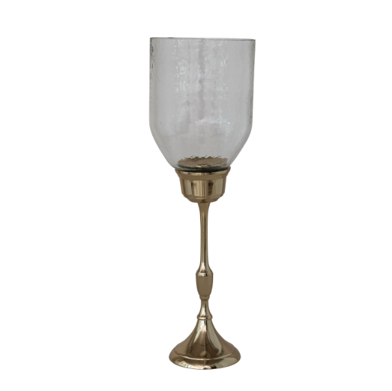 Glass Hurricane with Metal Base