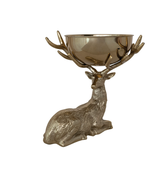 Aluminum Reindeer w/ Antlers Holding Removable Bowl