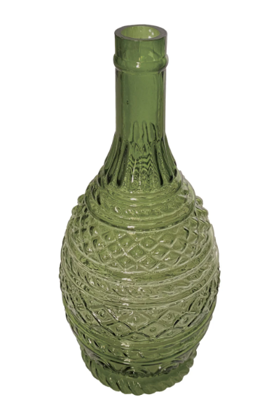 Green Hand-Blown Glass Vase - L