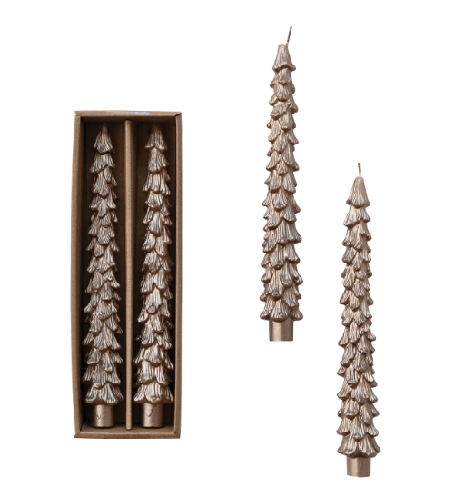 Tree Shaped Taper Candles in Box - Set of 2