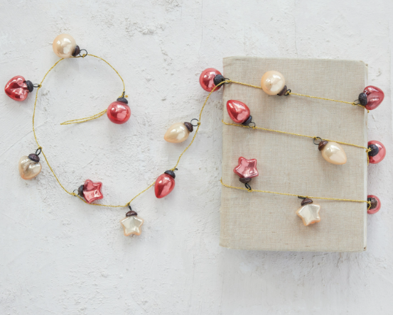 Berry & Blush Glass Ornament Garland