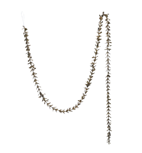 Faux Boxwood Garland with Glitter
