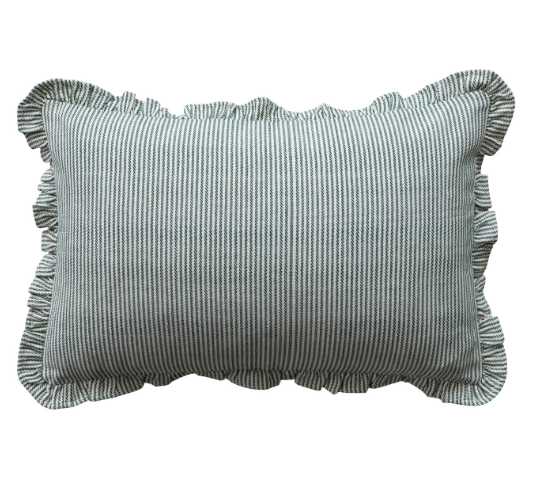 Striped Lumbar Pillow with Ruffle