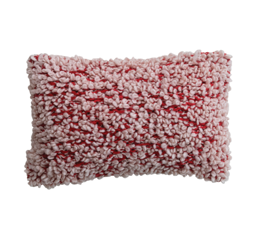 Red and Pink Tufted Lumbar Pillow