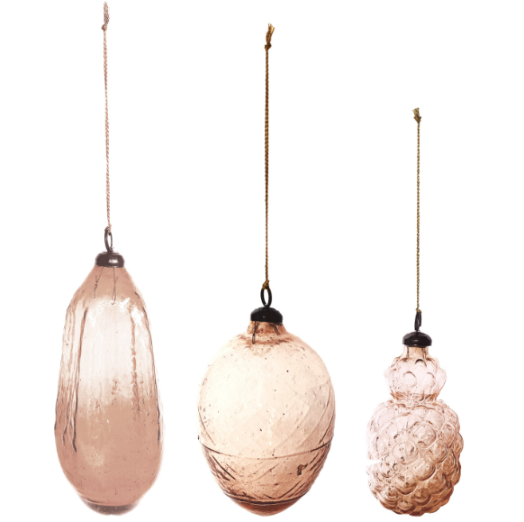 Blush Hand-Blown Glass Ornament - 3 Styles