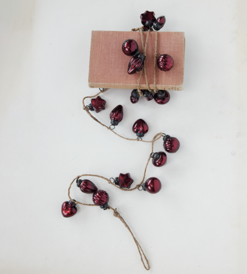Burgundy Mercury Glass Ornament Garland