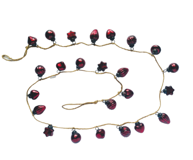 Burgundy Mercury Glass Ornament Garland