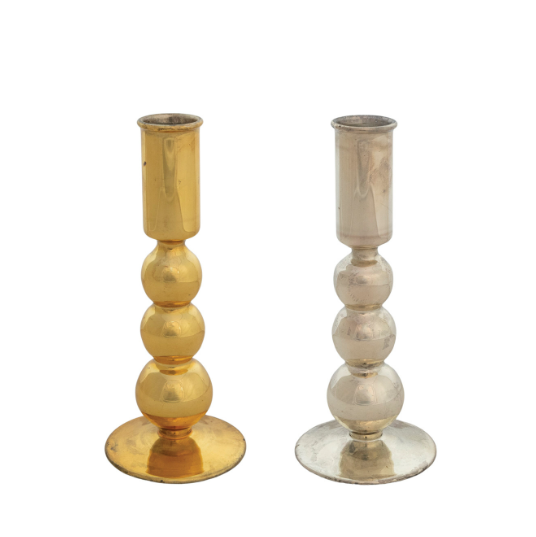 Glass Taper Holder - Gold or Champagne