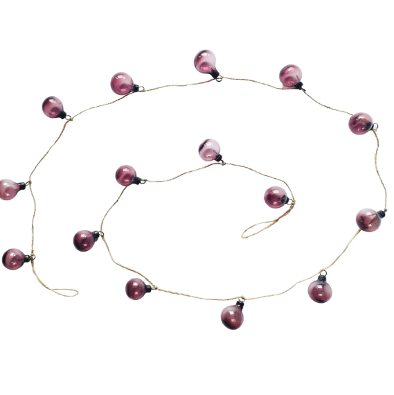 Plum Ornament Garland w/ Jute Cord