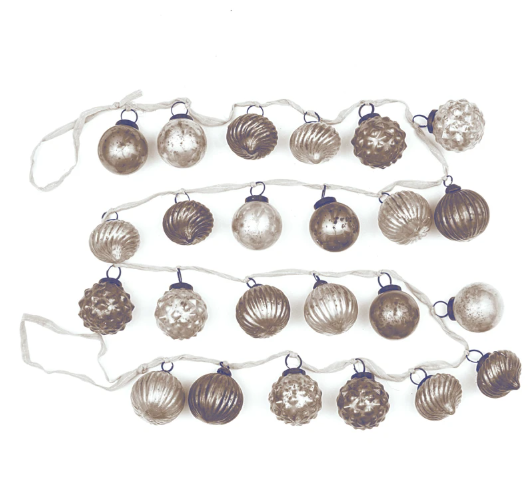 Embossed Mercury Glass Ornament Garland