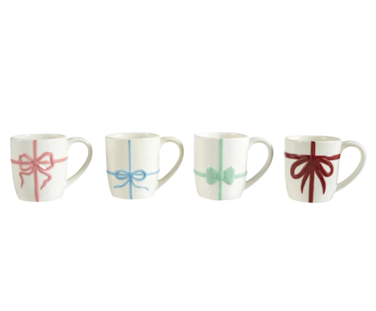 12 oz. Mug w/ Embossed Bow - 4 Styles