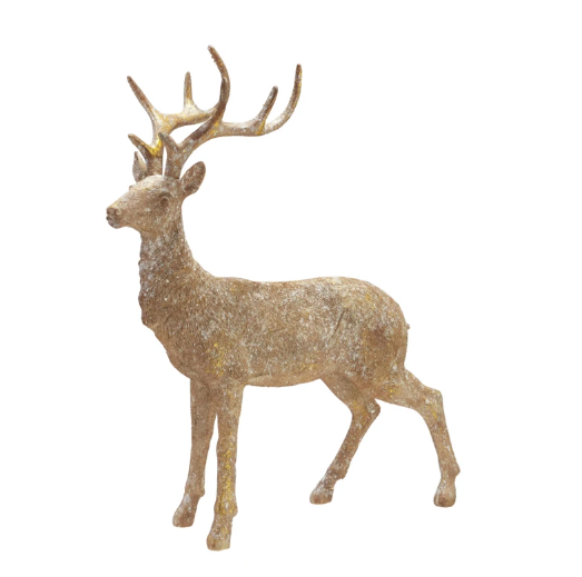 Distressed Gold Resin Standing Deer