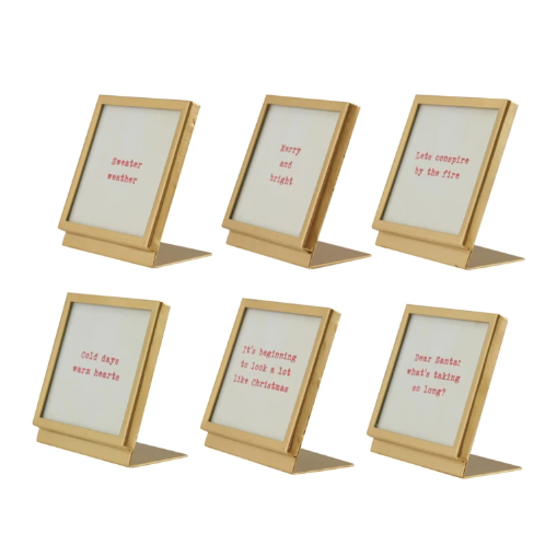 Metal & Glass Frame w/ Holiday Saying - 4 Styles