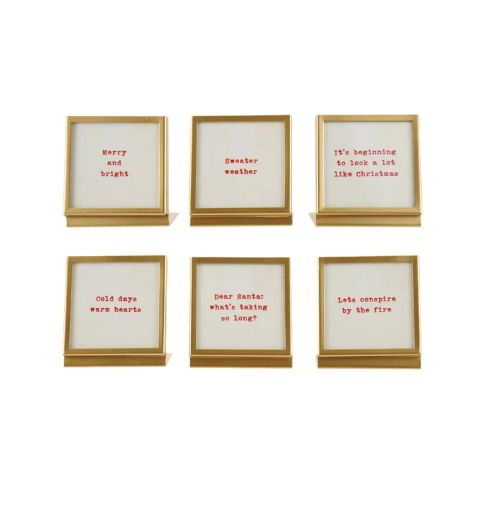 Metal & Glass Frame w/ Holiday Saying - 4 Styles