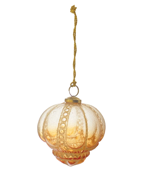 Blush Embossed Glass Ornament
