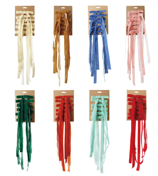 Set of 6 Velvet Clip-on Bows - 8 Colors