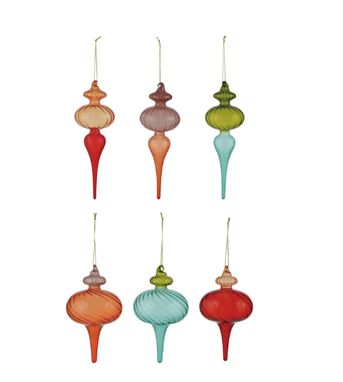Two-Tone Glass Finial Ornament - 6 Styles