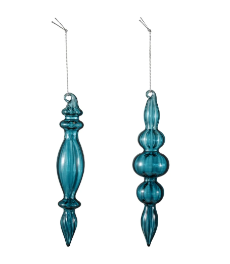 Blue Glass Finial Ornament - 2 Styles