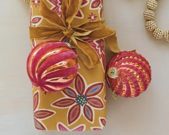 Glass Ornament with Flocked Stripes - 2 Styles