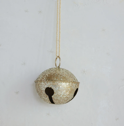 Gold Glitter Metal Bell Ornament