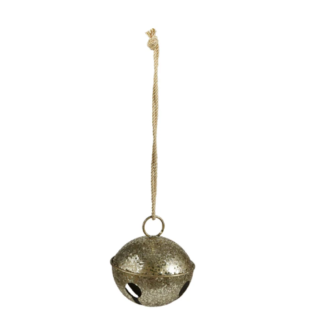 Gold Glitter Metal Bell Ornament