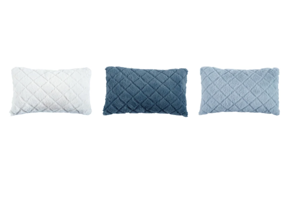 Faux Fur Quilted Lumbar Pillow - 3 Colors