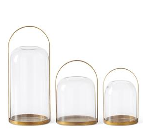 Round Gold Metal Lantern Candleholders - L