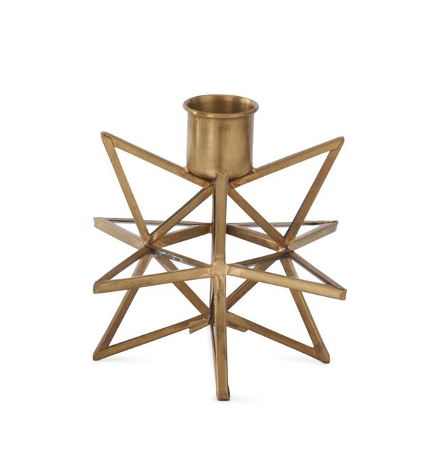 Gold Metal & Glass Star Taper Holder - S