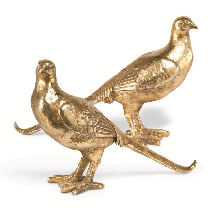 8 Inch Gold Resin Pheasants